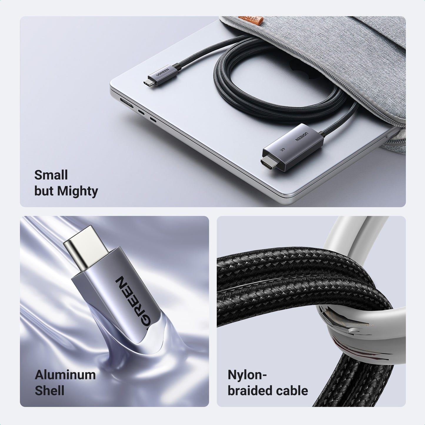 UGREEN 4K60Hz Unidirectional USB C to HDMI Cable 2M with 100W PD Fast Charging Adapter 2-in-1 Thunderbolt Type C Compatible with iPhone 16 Pro Max, SteamDeck, MacBook, iPad, Galaxy S24, XPS