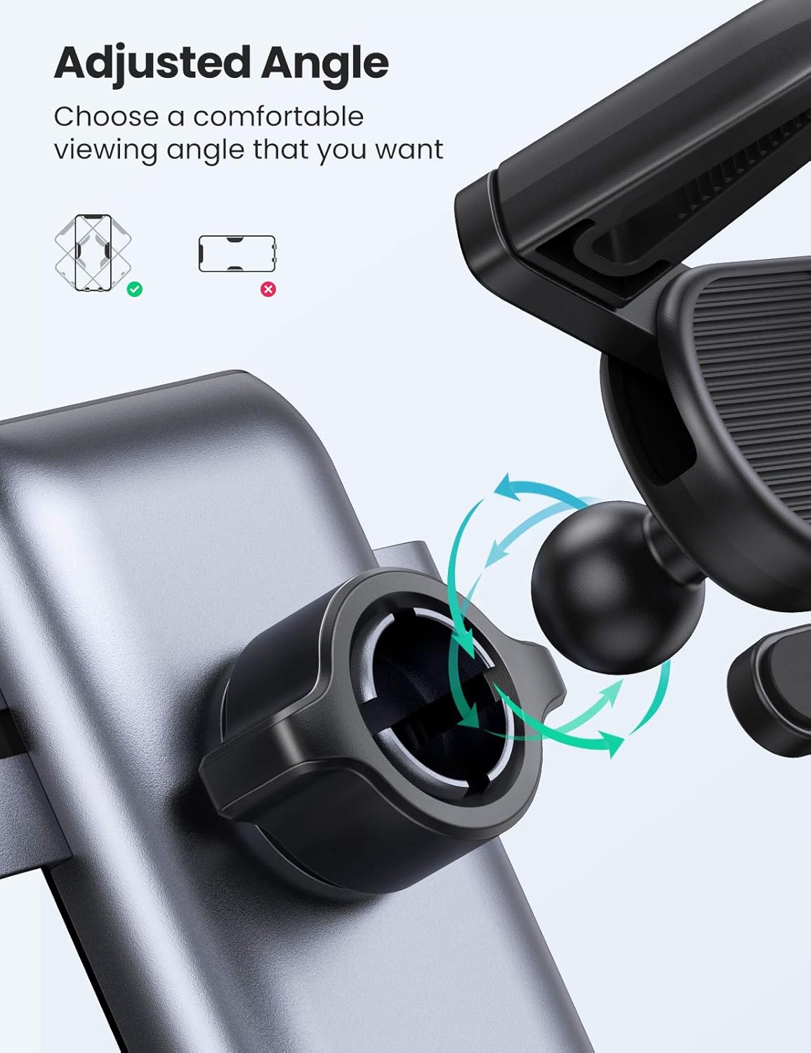 UGREEN Car Phone Holder Air Vent Gravity Phone Mount Suitable for Round Vent Compatible with iPhone 15 Pro Max 14 13 12 11 Pro Max SE XS XR, Galaxy S23 S22 S21 S20 FE S10 S9, P60 P50 P40