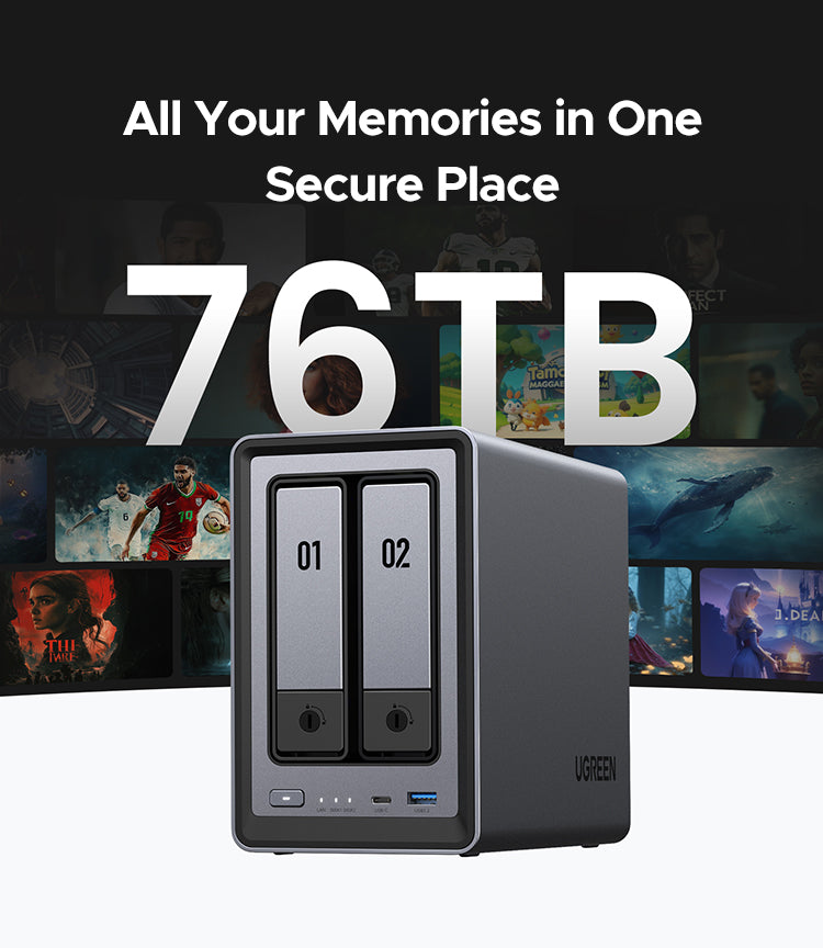 UGREEN NASync DXP2800 2-Bay Desktop NAS, Intel N100 Quad-core CPU, 8GB DDR5 RAM, 2.5GbE, 2 * M.2 NVMe Slots, 4K HDMI, Network Attached Storage (Diskless)