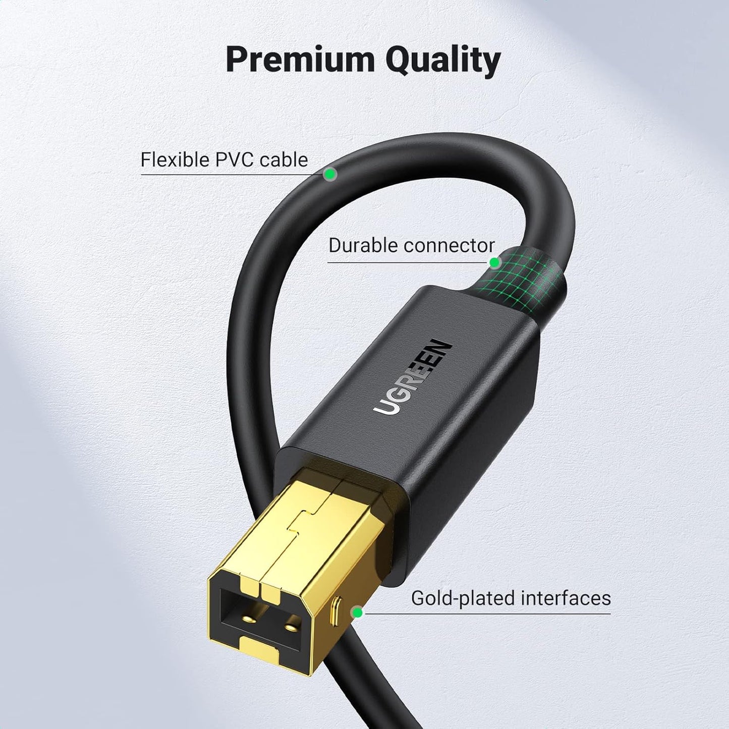 UGREEN Printer Cable 1.5M, High Speed Type A to B 2.0 Male Scanner Printing Cord Compatible with Brother HP Lexmark Epson Dell Xerox Printers, Digital Piano, DAC, etc