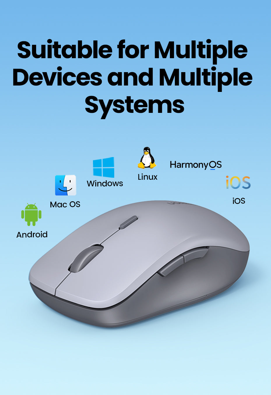 UGREEN Wireless Mouse Bluetooth & 2.4GHz Mice Ergonomic 4000DPI 6 Mute Buttons for Laptop Computer Desktop WIndows Mac OS Mouse