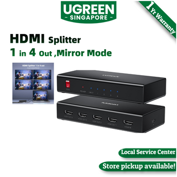 UGREEN HDMI Splitter 1 in 4 Out 4K60Hz 18 Gbps 1x4 Only Mirror Screen Support EDID HDCP 2.2/1.4 3D HDR Compatible with Xbox PS5/4 Switch Projector