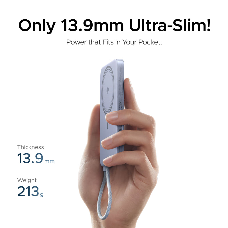 UGREEN 3-in-1 Magnetic Wireless Power Bank 10000mAh with Built-in USB C Cable PD 30W Fast Charging Ultra Slim Charger