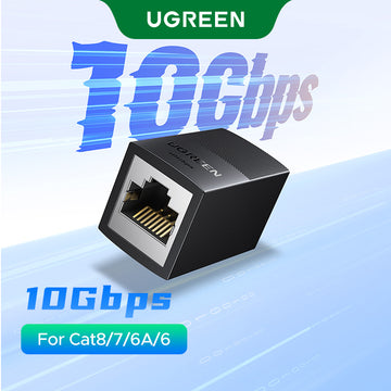 UGREEN Ethernet Extender 10Gbps,Ethernet Coupler with PoE Support, 328ft Long Distance Extend, Compatible with Cat8 Cat7 Cat6 Cat5 Cable, Black
