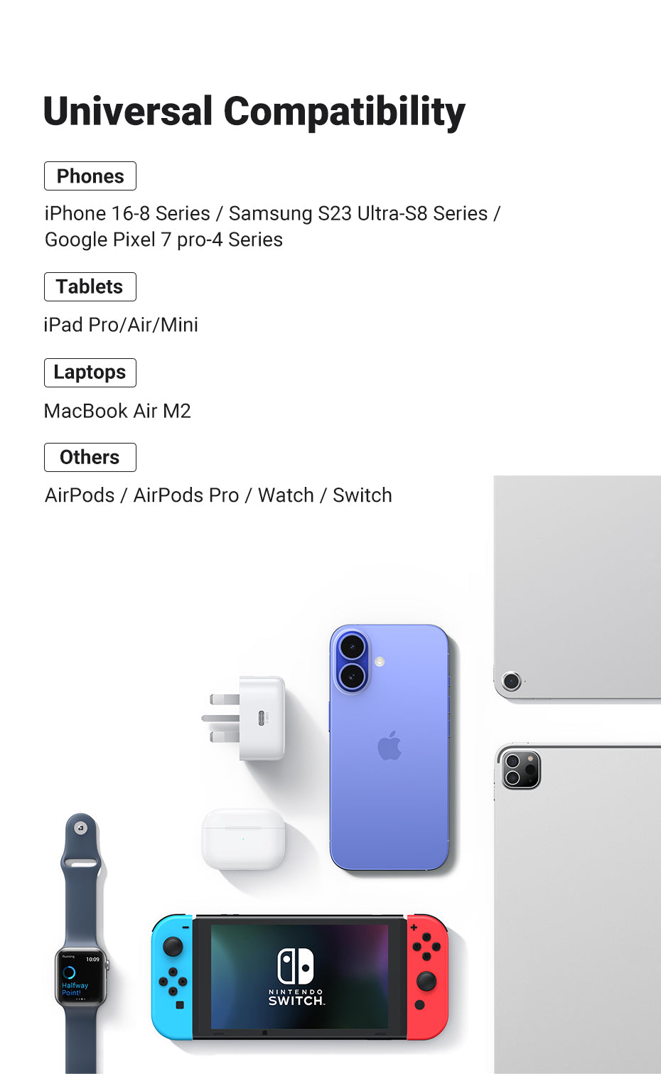 UGREEN PD 30W USB C Wall Charger - PD Fast Charger Type-C Power Adapter Compatible for iPhone 16 15 Pro Max iPhone 16 15 Plus, Samsung Galaxy S25 S24 Ultra, iPad Mini/Pro, Huawei Fast QC 4.0 Pixel 7 Airpods