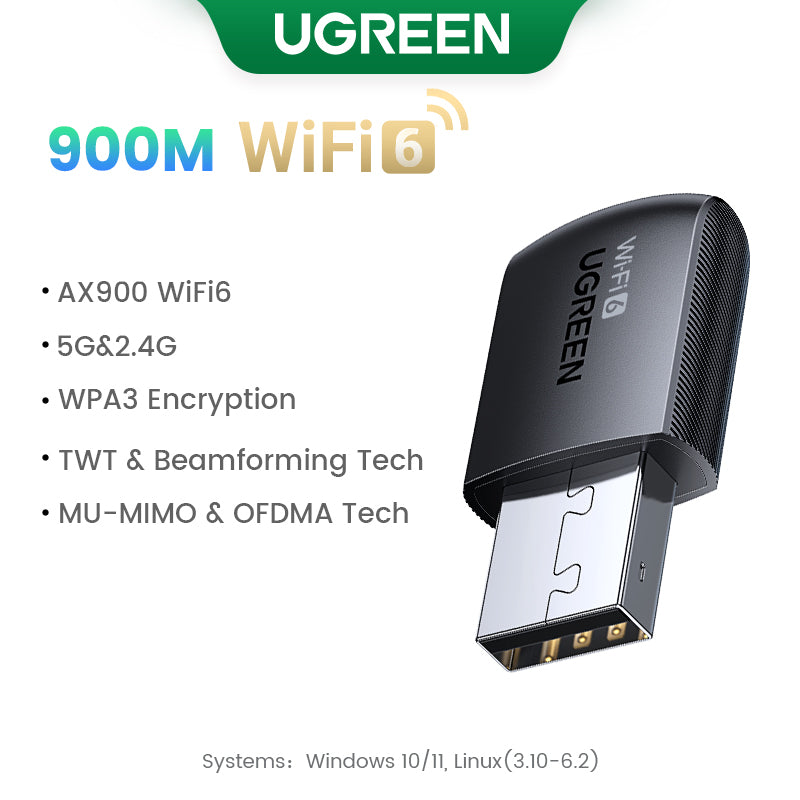 UGREEN 2.4G & 5G Wifi6 Wireless Adapter 1300Mbps 650Mbps USB WiFi Network Card for PC Computer USB WiFi Adapter USB Ethernet WiFi