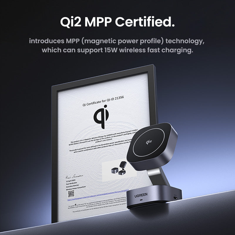 UGREEN 2-IN-1 25W MagFlow Wireless Charger for iPhone 16 15 Pro Max iPhone 16 15 Plus AirPods Pro/Max Xiaomi Samsung S25 S24 Ultra Samsung Earphone Huawei