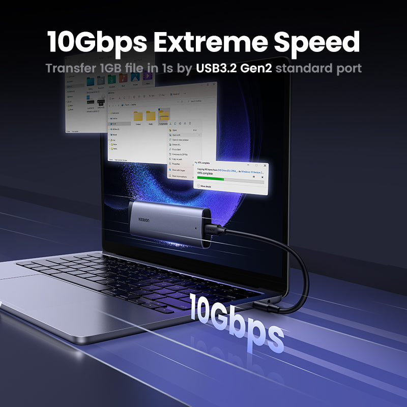 UGREEN M.2 NVMe SATA SSD Enclosure 10Gbps USB 3.2 Gen 2 for M and M&B Key Solid State Drive External Case Support UASP & Trim in Size 2230/2242 /2260/2280 SSDs
