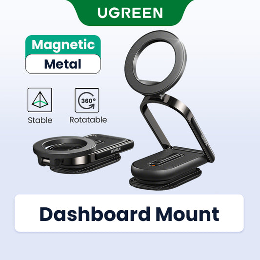 UGREEN MagSafe Car Mount Foldable Dashboard Holder for iPhone 16 15 14 Pro Max Samsung S24 S25 Ultra 360° Rotation Strong Magnetic Phone Holder