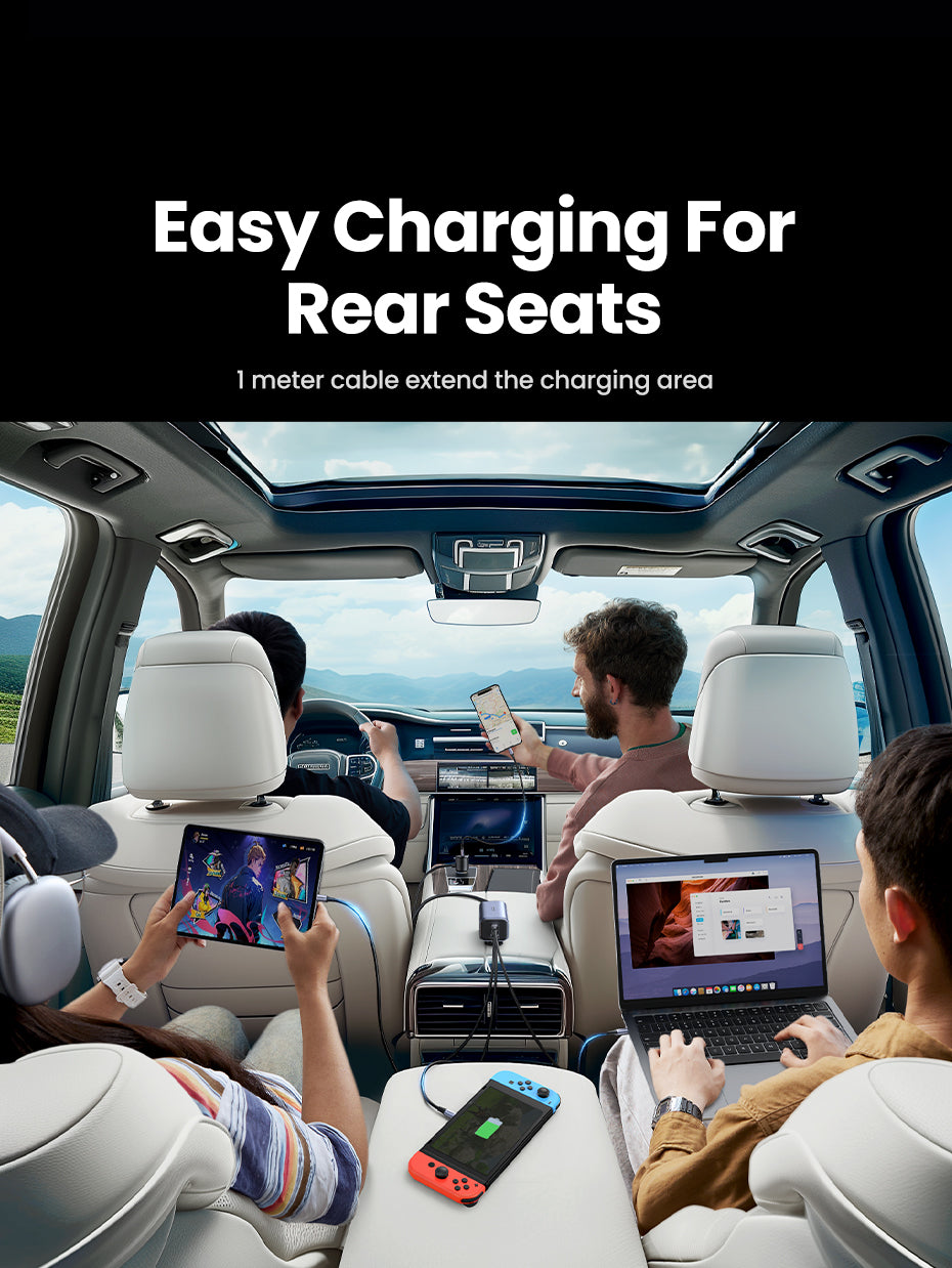 UGREEN 150W GaN Car Charger Type C with Adapter for iPhone 17 16 15 14 13 Pro Max Samsung S24 S23 Ultra Macbook Laptop