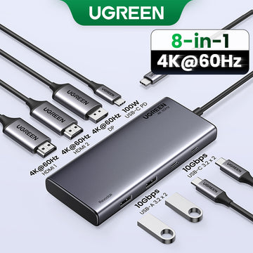 UGREEN 35625 Revodok 8 in 1 USB C Hub Triple Display Docking Station Dual HDMI, DP, 10Gbps USB C& A Data Port USB C Dock Compatible for ThinkPad, ZenBook and more