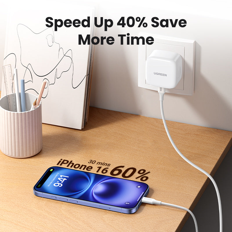 UGREEN PD 30W USB C Wall Charger - PD Fast Charger Type-C Power Adapter Compatible for iPhone 16 15 Pro Max iPhone 16 15 Plus, Samsung Galaxy S25 S24 Ultra, iPad Mini/Pro, Huawei Fast QC 4.0 Pixel 7 Airpods