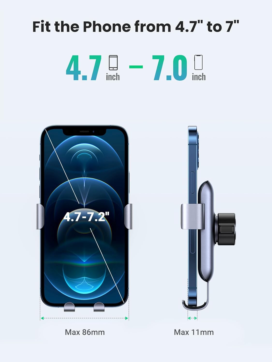 UGREEN Car Phone Holder Air Vent Gravity Phone Mount Suitable for Round Vent Compatible with iPhone 15 Pro Max 14 13 12 11 Pro Max SE XS XR, Galaxy S23 S22 S21 S20 FE S10 S9, P60 P50 P40