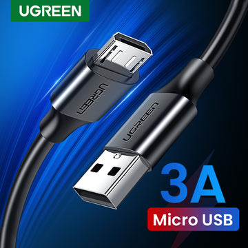 UGREEN Micro USB Cable USB 2.0 3A Male to Micro B Sync & Charging Cable for for Xiaomi Redmi Note 3, samsung A7 2018, Samsung A6+, Samsung Galaxy J5 Prime, Asus Zenfone max pro m1, Asus go, Sony Xperia x, Sony z5, honor 8x, Huawei nova 2i