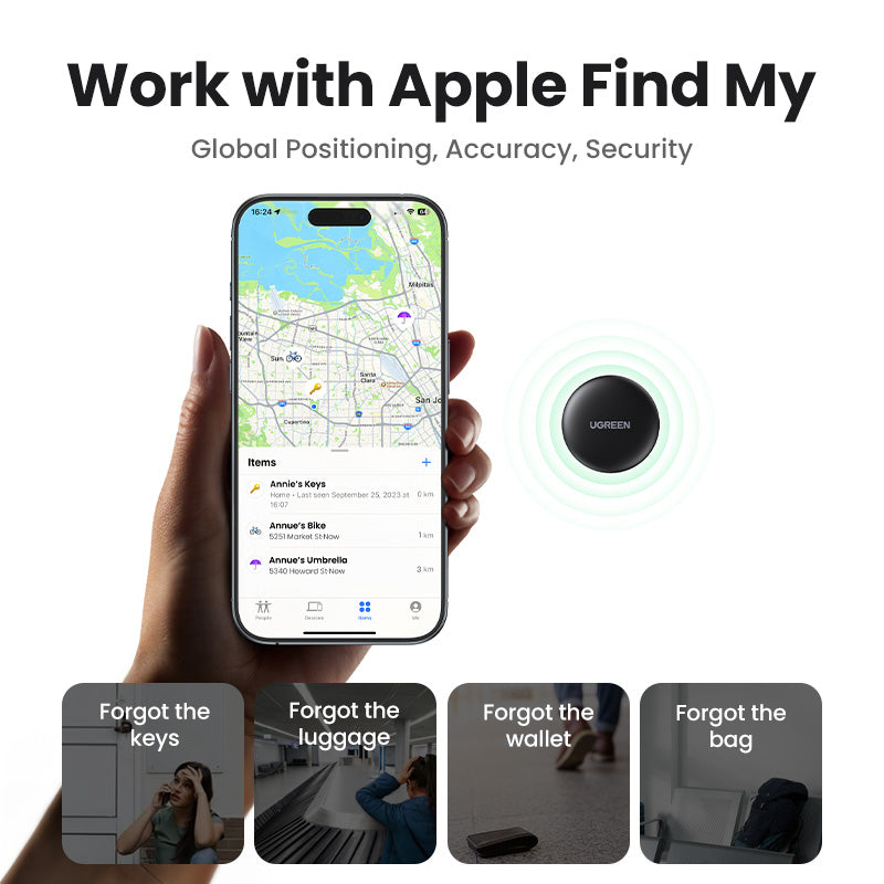 UGREEN 60387 Finder Security SmartTrack Link SmartTag With Apple Find My Key Bluetooth Tracker For Earbud Luggage MFi Phone Finder IOS