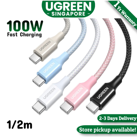 UGREEN PD 100W USB C to USB C Cable 5A Type C PD Braided Charging Cord for iPhone 16 15 Pro Max iPhone 15 Plus Apple MacBook Air MacBook Pro, SAMSUNG S23 Ultra Note 10/S10, Huawei Matebook, iPad Pro 2024 Pixel