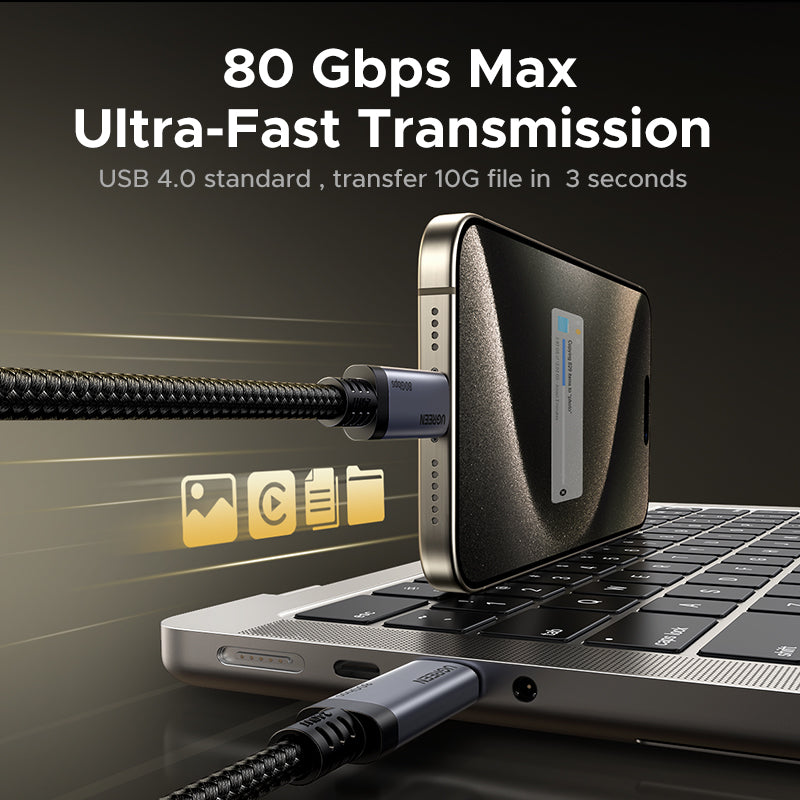 UGREEN 65383 USB C to USB C Cable 240W USB4 Gen4 80Gbps Premium 16K Dual 8K Triple 4K Display PD3.1 Type C Fast Charging Compatible with USB C Monitors, MacBook, iPad, iPhone 16, 1M