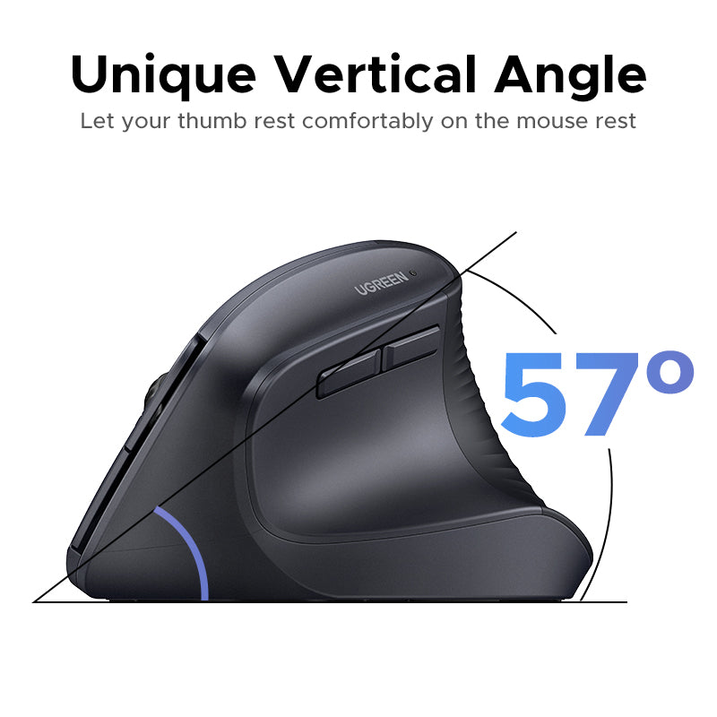 UGREEN 2.4G Wireless Ergonomic Vertical Mouse 4000DPI Adjustable USB Receiver Bluetooth Compatible with Windows MacBook Laptop Office Gaming