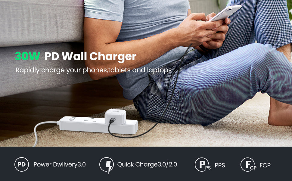 UGREEN PD 30W USB C Wall Charger - PD Fast Charger Type-C Power Adapter Compatible for iPhone 16 15 Pro Max iPhone 16 15 Plus, Samsung Galaxy S25 S24 Ultra, iPad Mini/Pro, Huawei Fast QC 4.0 Pixel 7 Airpods