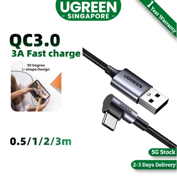 UGREEN USB C Cable Right Angle USB A to Type C Cable Compatible with iPhone 15/15 Plus/15 Pro/15 Pro Max/Galaxy S10/ S10+/ Note 20/LG V50/V60/iPad Mini 6 Air 5/GoPro Hero 8