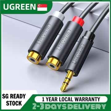 UGREEN 3.5mm Male to 2RCA Female Jack Stereo AUX Audio Cable Y Adapter for iPhone MP3 Tablet Computer Speaker 3.5 RCA Jack Cable 0.25m