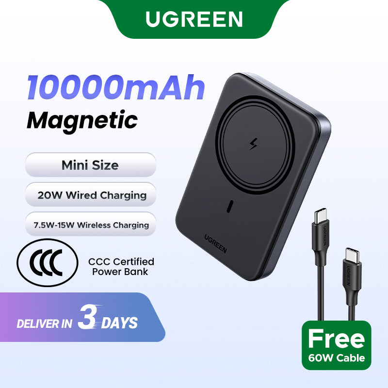 [CCC Powerbank ]UGREEN 10000mAh 20W Magnetic Wireless Power Bank | 15W Qi, 7.5W iPhone
