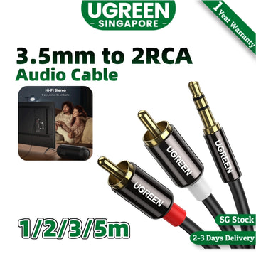 UGREEN 3.5mm to RCA Cable, RCA Male to Aux Audio Adapter HiFi Sound Headphone Jack RCA Y Splitter RCA Auxiliary Cord 1/8 to RCA Connector