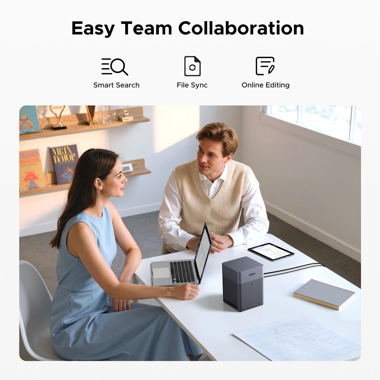 UGREEN NASync DH4300 Plus 4-Bay Desktop NAS, Support Capacity 120TB (Diskless), Remote Access, AI Photo Album, Beginner Friendly System, 8GB LPDDR4X RAM, 2.5GbE, 4K HDMI, Network Attached Storage