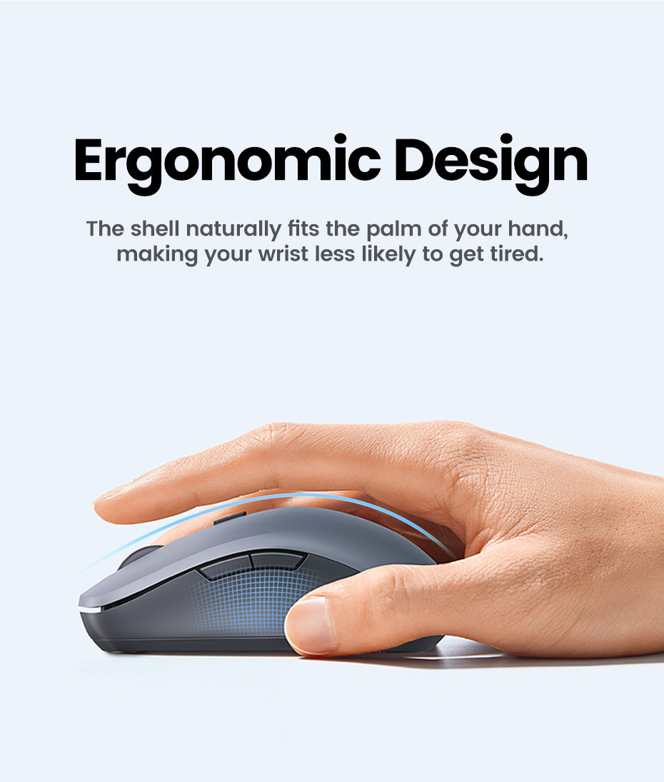 UGREEN Wireless Mouse Bluetooth & 2.4GHz Mice Ergonomic 4000DPI 6 Mute Buttons for Laptop Computer Desktop WIndows Mac OS Mouse