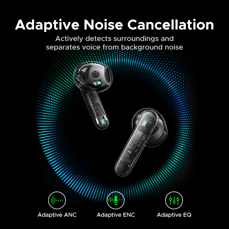Ugreen lightbuds magic | bele | bluetooth 6. 0 ldac | pametni zaslon | anc in enc | brezžične slušalke 4 Ugreen lightbuds magic adaptive anc in enc odpravljanje šumov