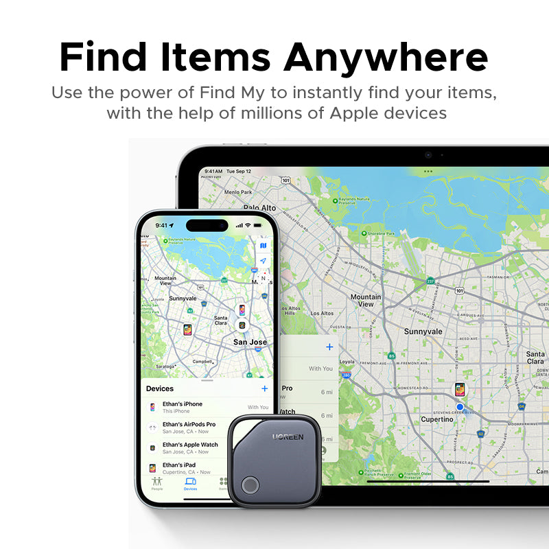 UGREEN Smart Tracker Apple FMN Anti-lost Device Basic Black Plastic Universal Structure Button Battery FMN Certification for IOS iPhone 16 15 13 Series
