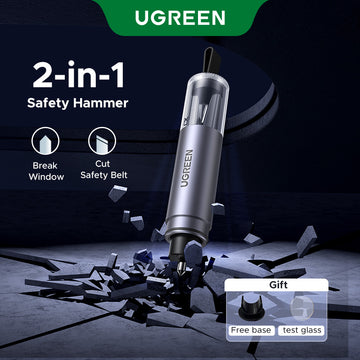 UGREEN Car Safety Hammer 2-in-1 Emergency Escape Tool [Glass Breaker + Seat Belt Cutter] Rapid Breaking Even Underwater, Handy Base for Quick Access, Essential Car Survival Kit