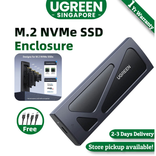 UGREEN 15512 M.2 NVMe SSD Enclosure,10Gbps USB C 3.2 Gen2, Tool-Free External Enclosure NVMe Reader Supports M and B&M Keys Compatible SSD 2230 2242 2260 2280