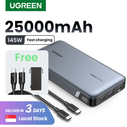 UGREEN 25000mAh 145W PowerBank USB Type C Portable Charger Compatible for Laptop iPhone Samsung Pixel iPad