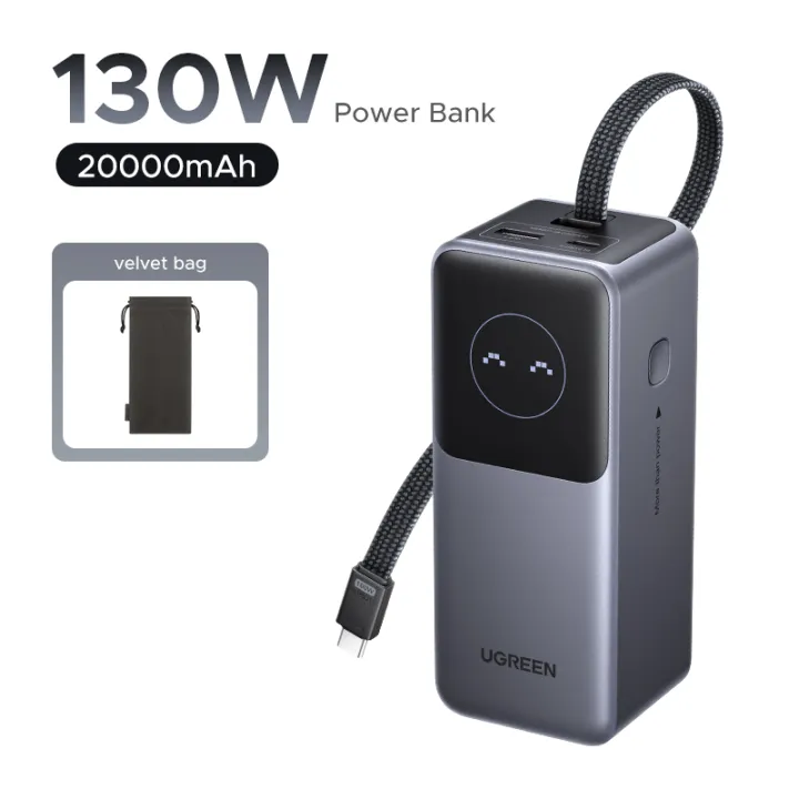 UGREEN 12000mAh/20000mAh/25000mAh Laptop Powerbank PD 100W 130W 200W 2C1A Fast Charging Power Bank for Laptop Dell MacBook Air/Pro Lenovo Power Station TFT Dispaly 3-Port Support SAMSUNG 45W Fast Charging Portable