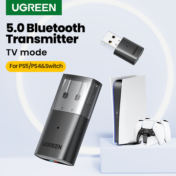 UGREEN 10928 USB Bluetooth 5.0 Transmitter Audio Adapter Dongle Wireless Headphone for Switch, Switch Life, PC Computer, PS5/PS4/PS4 Pro, Nintendo Switch Bluetooth Adapter Mode