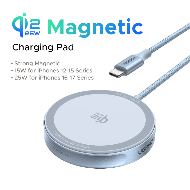UGREEN Qi2 25W Magflow Magnetic Wireless Charger 25W for iPhone 17 Pro Max iPhone 17 Pro iPhone 17 Air iPhone 17 16 Google Pixel Qi2.2 Version