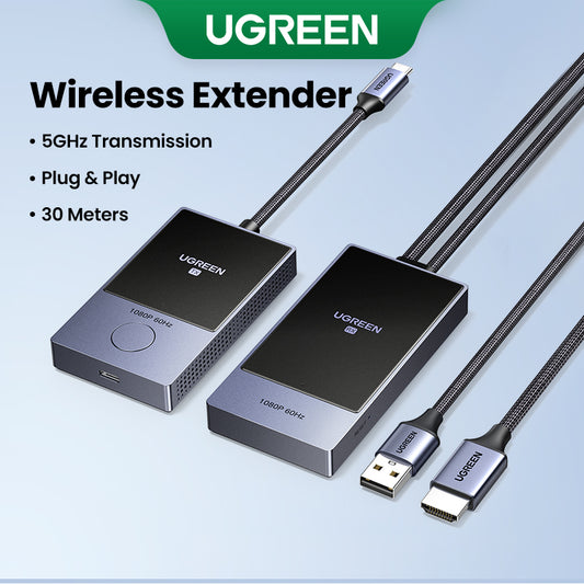 UGREEN 35031A 5G Wireless 1080P HDMI Extender 30 Meters Long Distance Transmission Video Transmitter & Receiver Kit 5G Transmits Point to Point Connection Model: 35031A