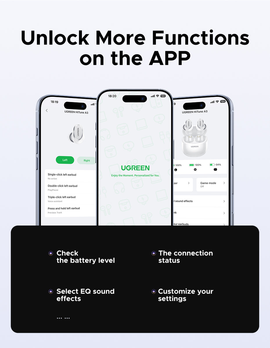 UGREEN Dots Earphone Bluetooth 6.0 AI Call Noise Cancellation 35H Play Time