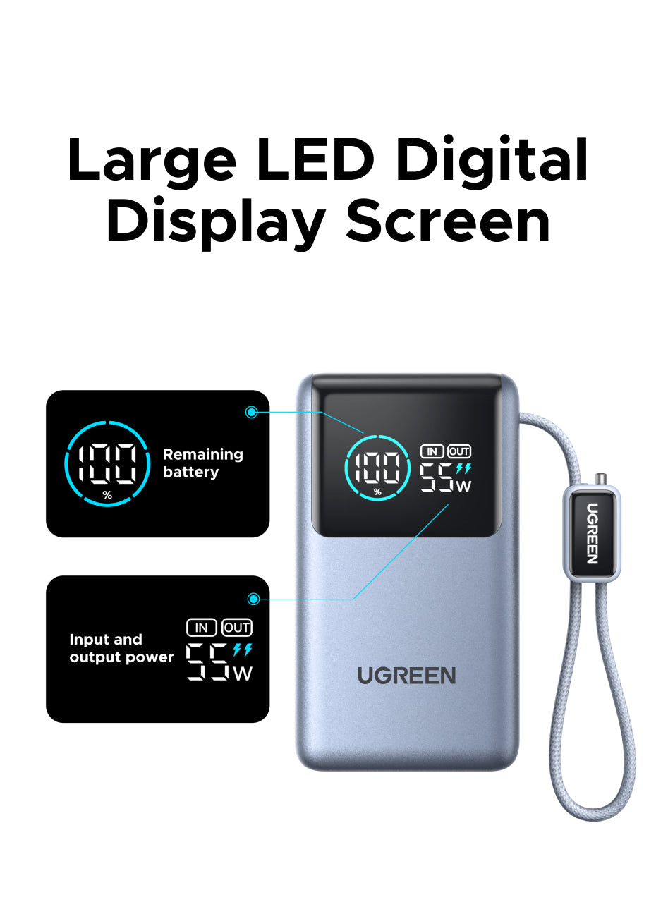 UGREEN 55W Fast Charging Power Bank 10000mAh | PD PPS QC | Xiaomi 55W & Samsung 45W | Digital Display