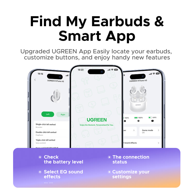 UGREEN Dots Earphone Bluetooth 6.0 AI Call Noise Cancellation 35H Play Time