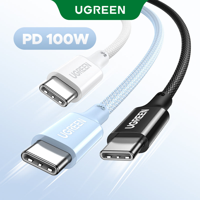 UGREEN PD 100W USB-C to USB-C Cable 5A Type C PD Silicone Braided Charging Cord for iPhone 16 15 Pro Max iPhone 15 Plus Apple MacBook Air MacBook Pro, SAMSUNG S23 Ultra Note 10/S10, Huawei Matebook, iPad Pro 2024 Pixel