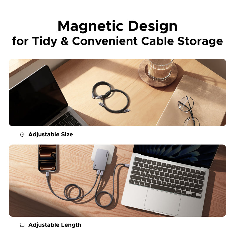 UGREEN 240W Magnetic Self-Wrapping USB-C Cable Tangle-Free Fast Charging Data Sync for iPhone 17 16 Pro Max ipad Pro 2025 iPad pro Apple MacBook Air MacBook Pro, Thinkpad T14, SAMSUNG S23 Ultra, Huawei Matebook, Xiaomi Pixel
