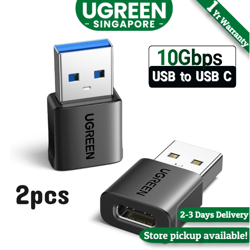 UGREEN 10Gbps USB to USB C Adapter 2 Pack, Type C Female to Type A Male Adaptor USB 3.0 Fast Charge and Sync Converter Compatible with iPhone 14 Pro Max, Galaxy S24, Pixel 9, MacBook Air, iPad