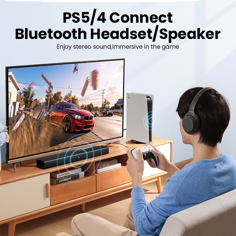 UGREEN USB Bluetooth 5.0 Transmitter Audio Adapterr Dongle Wireless Headphone for Switch,?? Switch Life, PC Computer, PS5/PS4/PS4 Pro, Nintendo Switch Bluetooth Adapter Mode