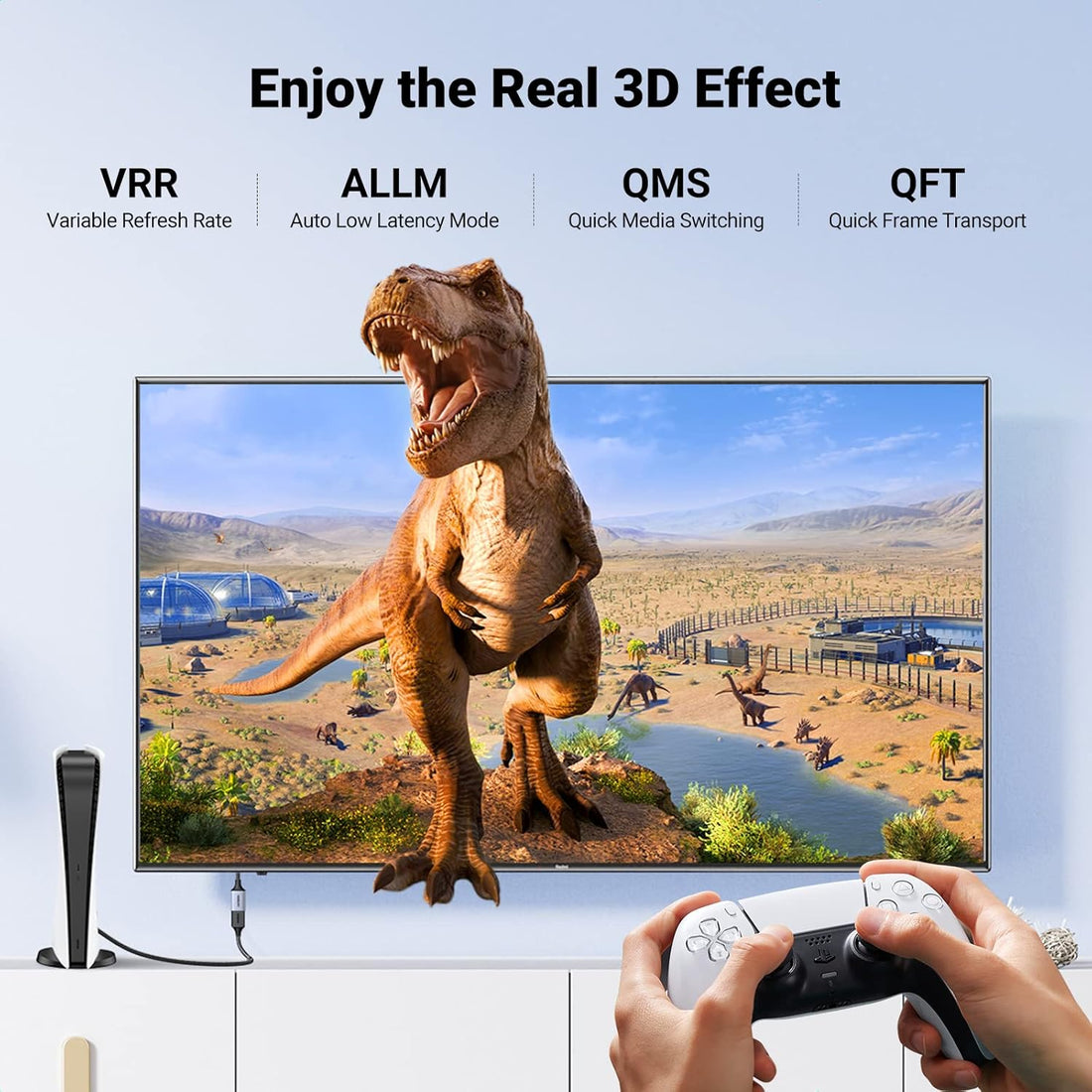 UGREEN 8K HDMI 2.1 Extension Cable 48Gbps - Ultra High Speed HDMI Male to Female Extender Cord 4K 240Hz/120Hz [6.6FT/2M] eARC, Dolby Vision, VRR for PS5 Pro, Xbox Series X, Switch 2, Smart TV, Soundbar