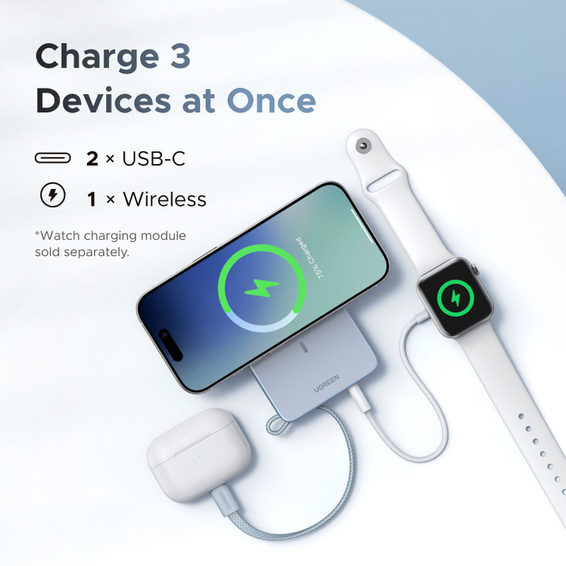 [3C Certified] UGREEN Qi2 25W MagFlow Magnetic Wireless Power Bank 10000mAh 30W PD Fast Charge with Built-in USB-C Cable, MagSafe Compatible for iPhone 16 15 14 Pro Max, Samsung S25 S24 Ultra