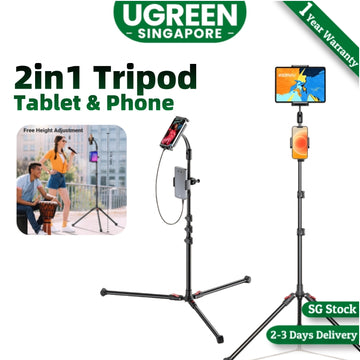 UGREEN Tablet Phone 68'' Tripod Selfie Stick, 68'' Adjustable Gooseneck Lazy Phone Tripod,360 Swivel Head Tablet Stand iPad Tripod for Video Recording