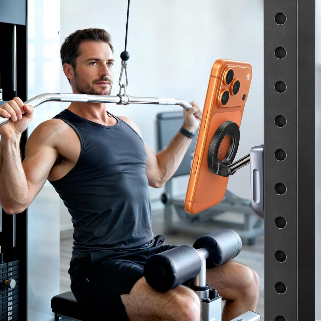 UGREEN Gym Magnetic Phone Holder, Dual Side Magnets Mount Workout Essential | 360° Adjustable Phone Cradle Compatible with Magsafe, Gym Accessories