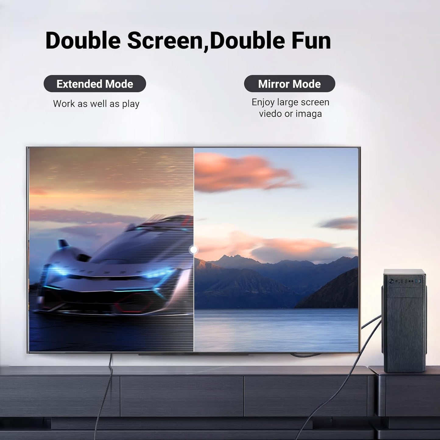 UGREEN 4K Displayport (Source) to HDMI (Display) Cable single direction UHD DP to HDMI Connector Video Display Cord for HDTV Monitor Projector Computer